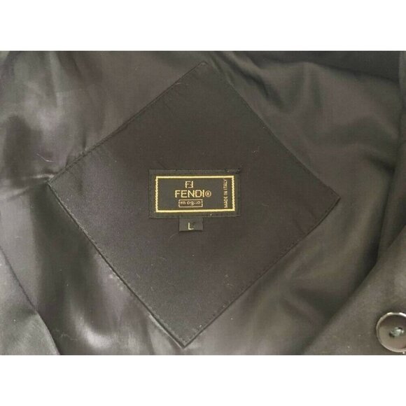 Vintage FENDI Womens Button Up Coat Size Large Black Lined Jacket Made in Italy - Picture 4 of 10